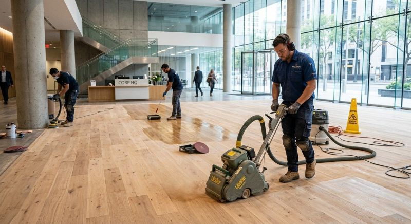 Our team working on Wood Floor Service projects in Seattle, WA