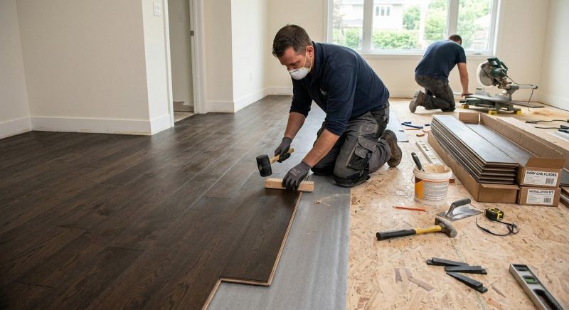 Dark Wood Floor Installation in Seattle, WA